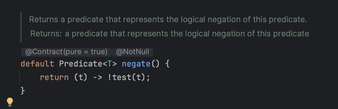 negate() default function Predicate